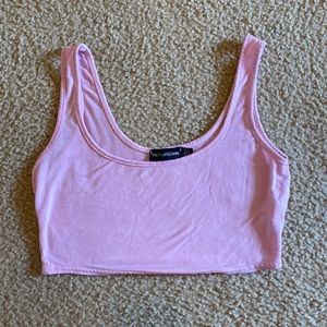 Basic Baby Pink Scoop Neck Crop Top